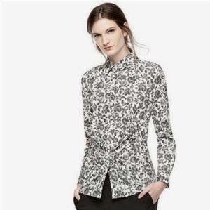 Thakoon for Design Nation Long Sleeve Black White Floral Button-Up Shirt - S